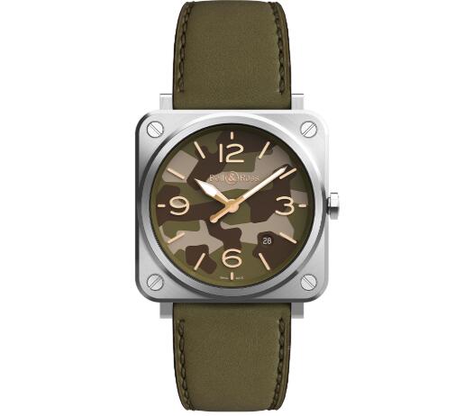 Bell and Ross brs Replica Watch BR S GREEN CAMO calfskin strap BRS-CK-ST/SCA